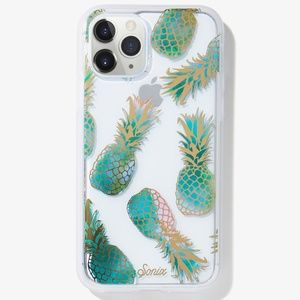 Protective Clear Case for iPhone Teal Pineapples